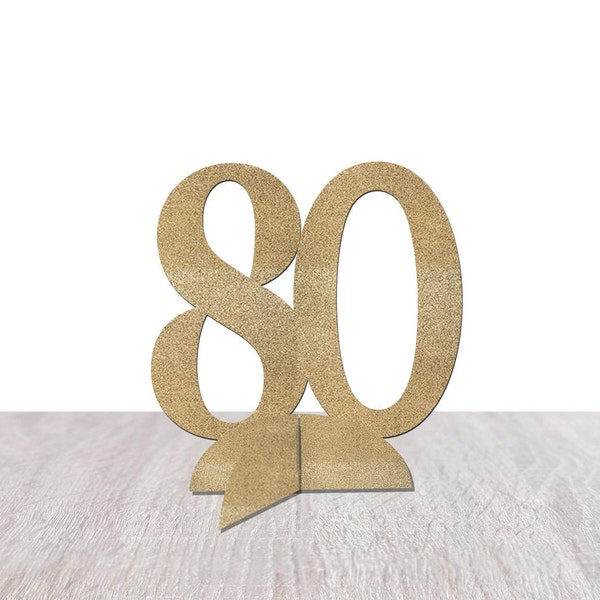 80th Birthday Decorations, Number 80 Table Decor, Eighty Centerpiece, Tabletop Decoration, Table Sign, Eightieth Anniversary Party Supplies