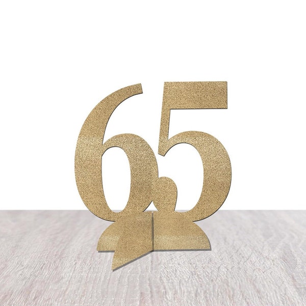 65th Birthday Decorations, 65 Table Decor, Sixty Five Centerpiece, Tabletop Decoration, Table Sign, Sixty Fifth Anniversary Party Supplies