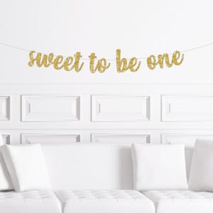 Sweet to Bee One Cursive Banner First Birthday Bee Themed Decoration Decor Bumble Bee Girl Girls