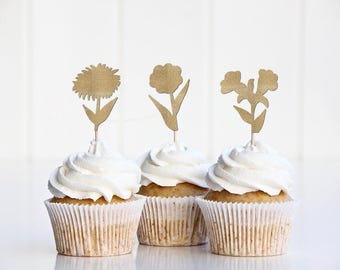 A Little Wildflower is on Her Way Cupcake Toppers, Wildflower is One Theme Decorations, Wild Flower Birthday Party Decor, Supplies