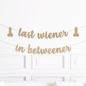 Last Wiener in Between Her Banner, Bachelorette Party Decorations, Stagette Decor, Hen Party Supplies, Last Weiner to go in Betweener Sign