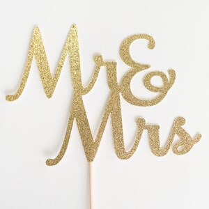 Mr & Mrs Wedding Cake Topper, Gold Glitter, and, Bridal shower Decor, Script , Calligraphy, Handwritting, Decoration, Mr and Mrs