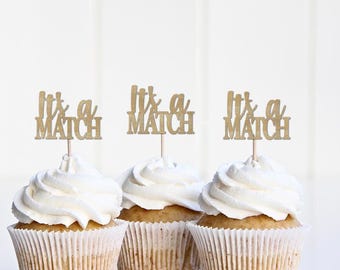 Match Day Decor, It's a Match Cupcake Toppers, Happy Match Day Decorations, Party Supplies
