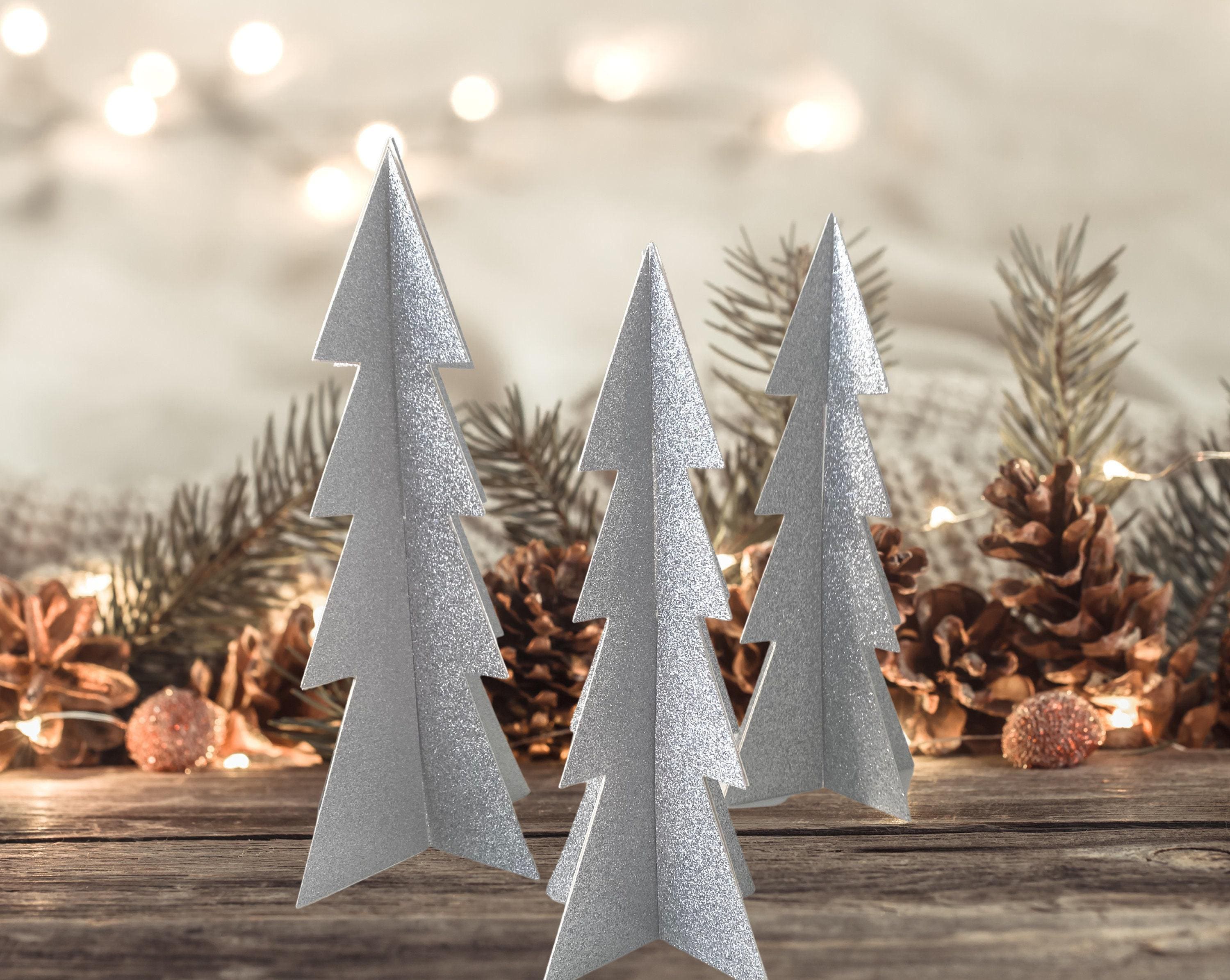 Glitter Paper Christmas Tree Table Decor 3 pk, Christmas Decorations…