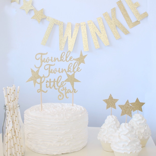 Twinkle twinkle Little Star Baby Shower, Cake Topper, Cupcake Toppers, Banner, Straws, Party Decor, First Birthday Supplies