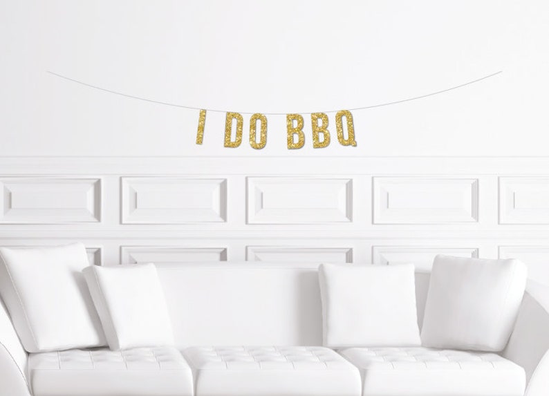 I Do BBQ Banner Gold Glitter Wedding Bridal Shower Sign Bachelorette Stagette Engagement Party Hen Do Decor Decoration Barbeque B-B-Q