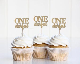 Onederful Cupcake Toppers, One Derful 1st Birthday Decorations, Isn't She Onederful Decor, First Birthday Theme Picks, Isn't She Lovely