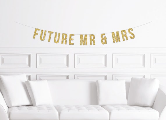 Future Mr Mrs Banner Gold Glitter Engagement Party Banner Etsy