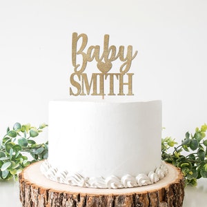 Custom Baby Shower Cake Topper, Baby Name Cake Decoration, Baby Shower Party Supplies, Last Name Decor