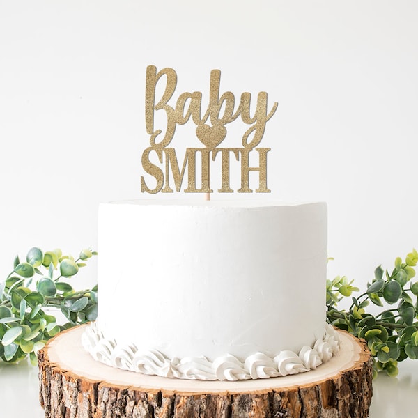 Custom Baby Shower Cake Topper, Baby Name Cake Decoration, Baby Shower Party Supplies, Last Name Decor