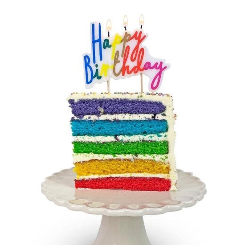 Rainbow Happy Birthday Candle Cake Topper S5065 Etsy