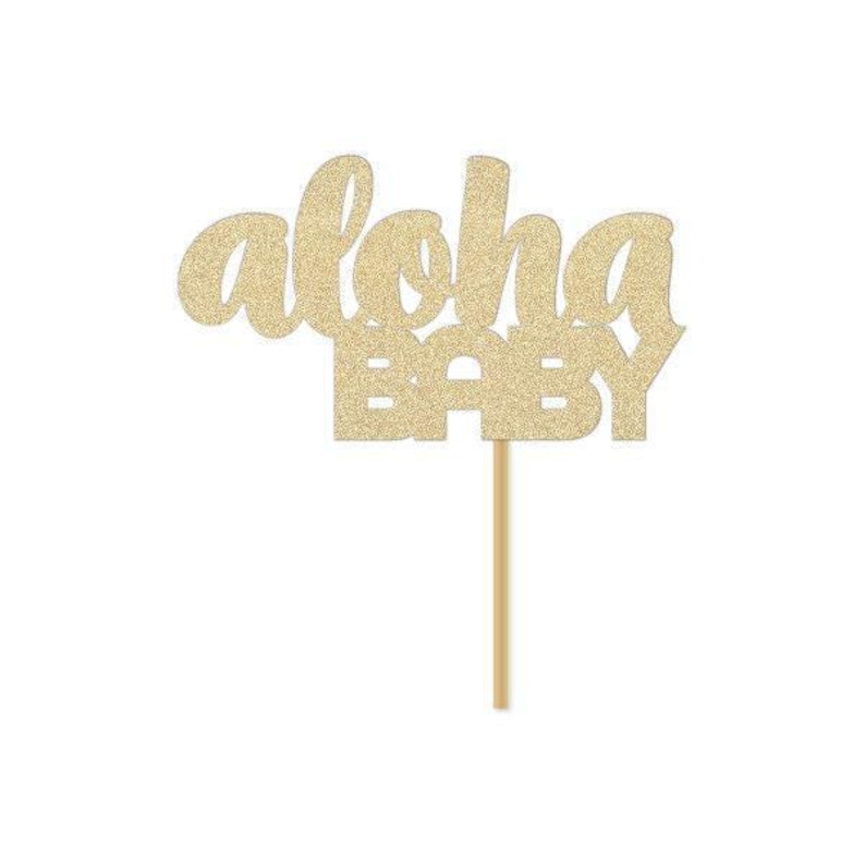 Aloha Baby Boy Cursive Banner / Gold Glitter Script Baby Shower Sign / Tropical Meet The Baby Decorations / Decoration / Decor/ Hawaiian image 2
