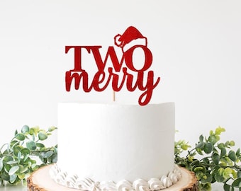 Christmas 2nd Birthday Decor, Winter Second Birthday Cake Topper, Merry Birthday Cake Smash Sign, December Two Merry Girl Boy
