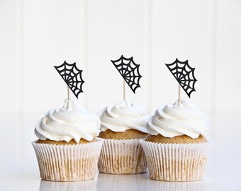 Halloween Cupcake Toppers, Spider Web Cupcake Decoration, Spiderweb Decor, Halloween Birthday, October Party Supplies