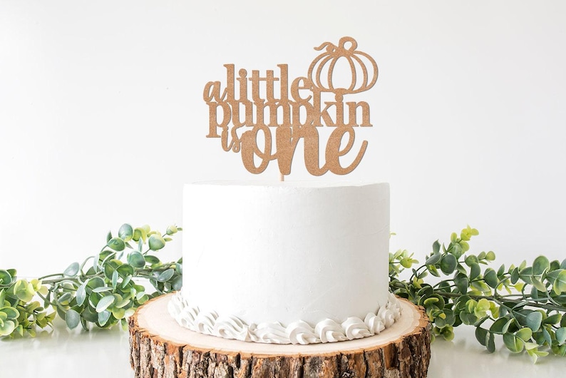 A Our Little Pumpkin is One Cake Topper, Thanksgiving Themed First Birthday Decor, Halloween Theme 1st Birthday Decorations, Fall Party image 1