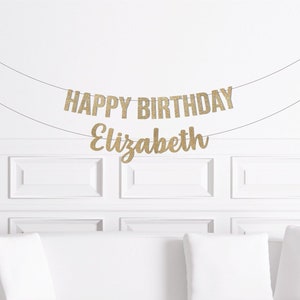 Birthday Party Decorations, Happy Birthday Script Table Centerpiece, Glitter Paper Free Standing, Table Decor, Sign, 25th, 30th, 40th, 50th image 3