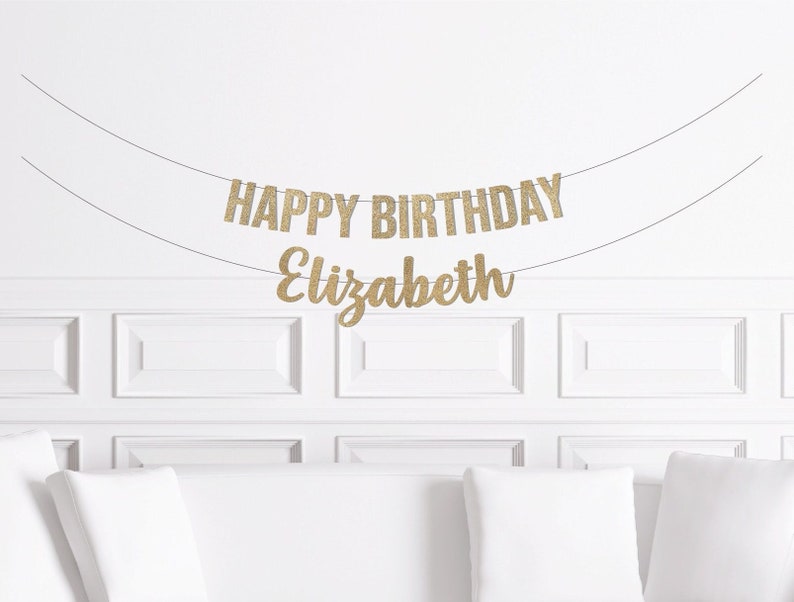Birthday Party Decorations, Happy Birthday Script Table Centerpiece, Glitter Paper Free Standing, Table Decor, Sign, 25th, 30th, 40th, 50th image 3