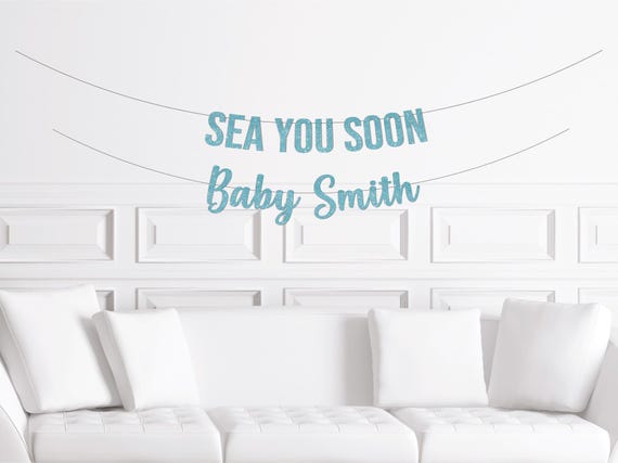 Sea You Soon Baby Shower, Ocean Theme Baby Shower Decor, Whale Beach Baby Boy Girl Decorations Sign Custom Personalized