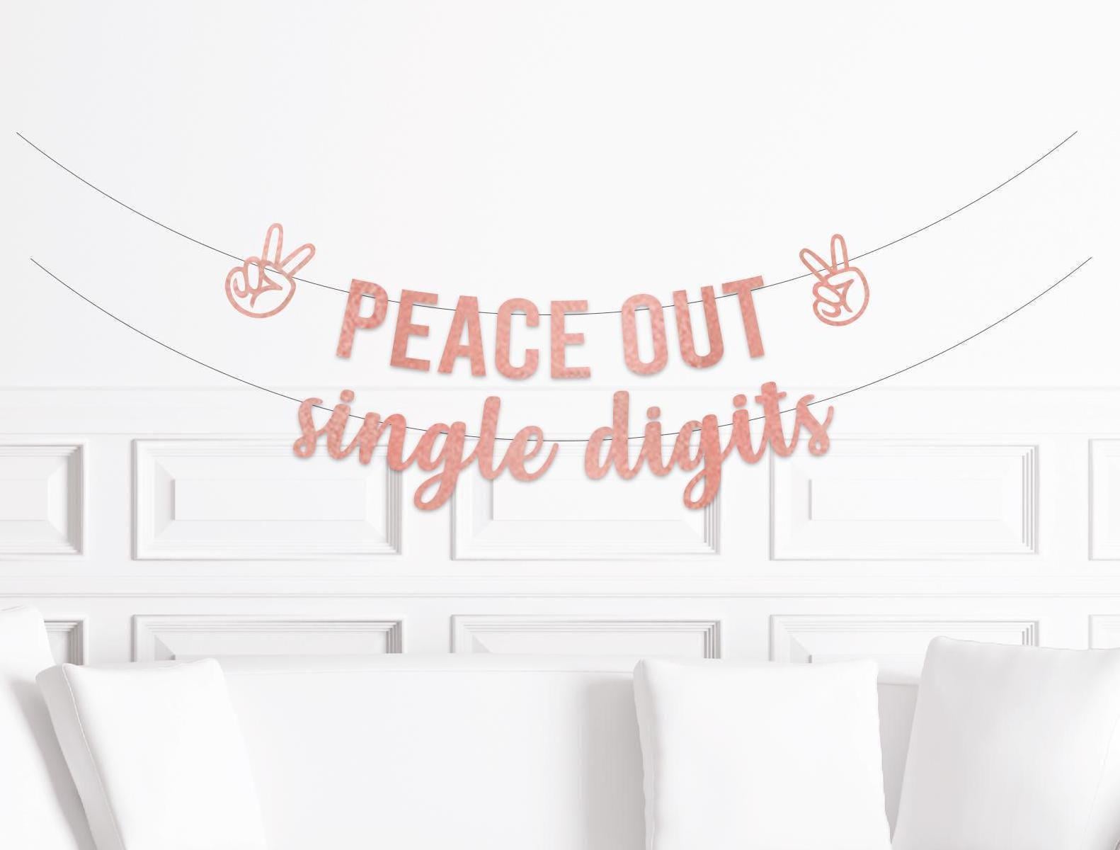Boho „Peace Out Single Digits“ Deko Zum 10. Geburtstag – Banner & Backdrop