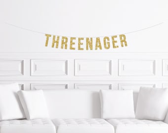 Decoraciones divertidas para el tercer cumpleaños, pancarta para el tercer cumpleaños, decoración atrevida para el tercer cumpleaños, tres nager