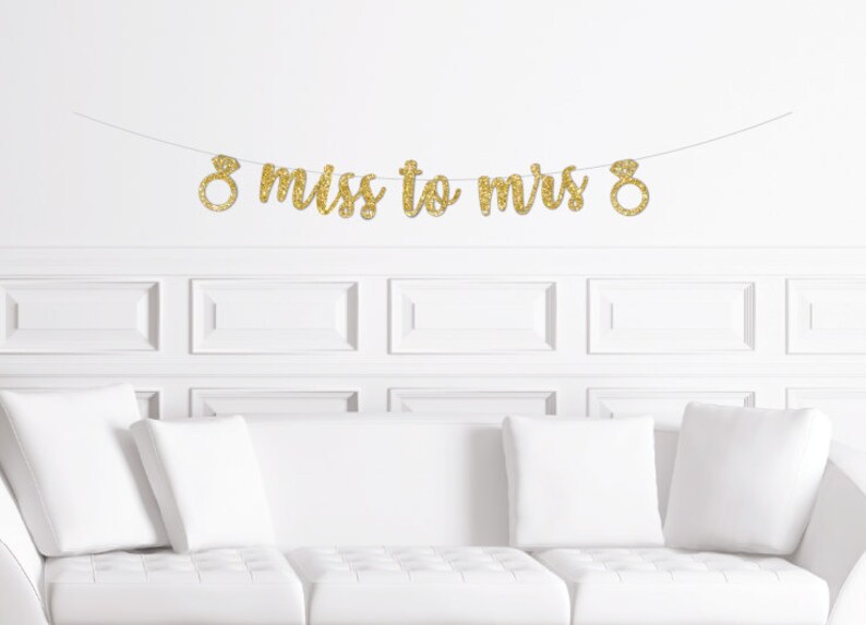 Miss to Mrs Cursive Banner With Diamond Rings / Gold Ms to Mrs - Etsy