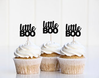 A Our Little Boo is Almost Due Cupcake Toppers, Halloween Baby Shower Decorations, October Baby Shower Decor, Ghost Themed Gender Reveal