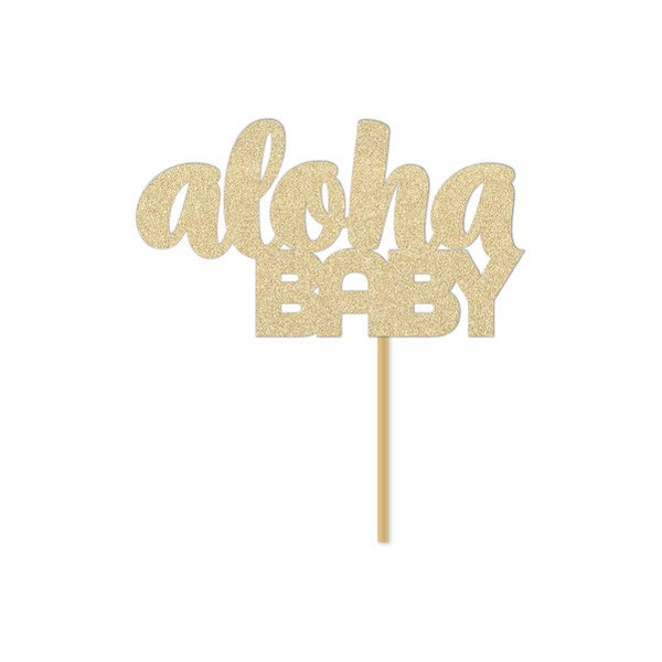Hawaiian Themed Baby Shower Decor, Aloha Baby Cake Topper Pick for a Boy or Girl, Gender Neutral
