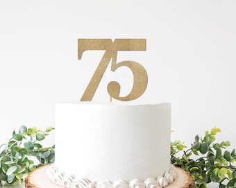 75 Cake Topper, 75th Birthday, Anniversary, Seventy Fifth, Seventy-Five, Silver Glitter, Party Decor, Decoration, Milestone Theme