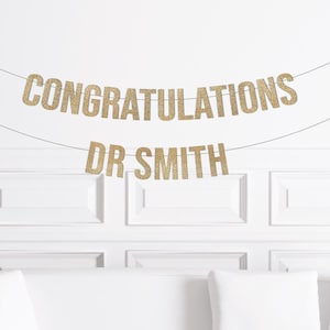 Custom Gold Glitter Congratulations Banner: Graduation, Promotion, New Job