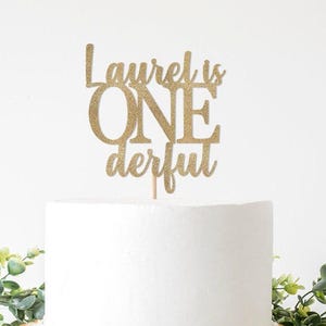 Décoration de gâteau Onederful personnalisée, décorations de fête cursives pour le 1er anniversaire d&#39;une fille, décoration de premier anniversaire, jolies fournitures personnalisées