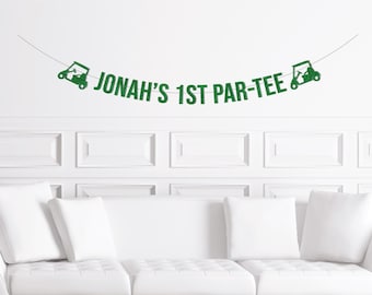 1st Birthday Decoration For Boys, Golf First Birthday Glitter Banner, Custom First Par-tee Banner, Personalized Partee Sign, Son Daughter