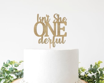 Isn't She Onederful Cake Topper, Girl's 1st Birthday Cursive Party Decorations, First Birthday Decor, Isn't She Lovely Supplies