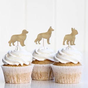 Custom Dog Birthday Cupcake Toppers, Frenchie German Sheppard, Golden Retriever, Labradoodle Decorations, Party Supplies 1st Birthday Puppy