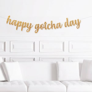 Banner de adopción de Happy Gotcha Day, felicitaciones por la adopción de un perro, decoraciones para fiestas, decoración de ducha de adopción