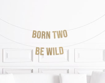 Born Two Be Wild Banner, Two Wild Birthday Decorations, Rock and Roll 2nd Birthday Party Decor, Safari Themed Party
