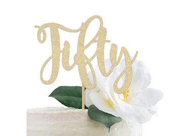 50th Birthday Cake Topper, 50th Birthday Party Decorations For Women, 50th Birthday Decorations, Fifty Cake Topper, Fifty Topper