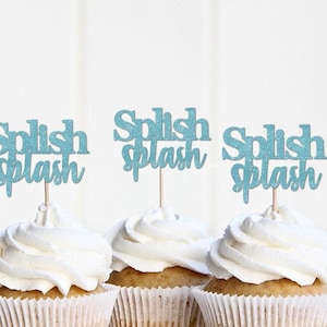Splish Splash Cupcake Toppers, It's a Birthday Mermaid, Bach Bash, Baby, Summer Pool Party Bachelorette Beach Baby Shower