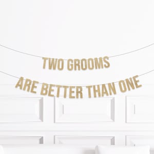 Gay Bachelor Party Decor, Gay Bridal Shower Decorations, Gay Wedding Shower Banner, Two Grooms are Better Than One Banner, Gay Bachelorette