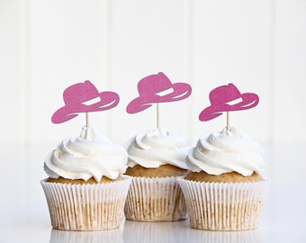 Cowboy Cowgirl Hat Cupcake Topper, Western Last Rodeo Bachelorette Decorations, First Rodeo Decor, 1st Birthday  Nashville Nash Bash, Disco