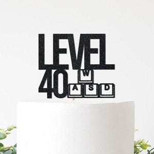PC Gamer Birthday Decorations, Level 10 20 30 40 50 Unlocked Cake Topper, Compter Game Birthday Decor Supplies, Level Up 10th 15th 16th 21st