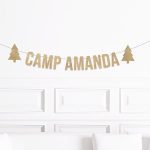 Camping Bachelorette Party Banner, Custom Camp Bachelorette, Personalized Cabin Bachelorette Decorations, Camping Bach Decor Bride&#39;s Name