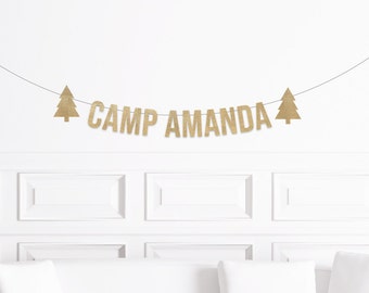 Camping Bachelorette Party Banner, Custom Camp Bachelorette, Personalized Cabin Bachelorette Decorations, Camping Bach Decor Bride's Name