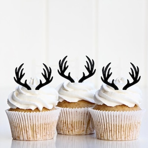 The Hunt is Over Wedding Theme Decorations, Antler Cupcake Toppers, Onedeerful Oh Deer Decor, Hunting Theme Party Supplies, Lumberjack