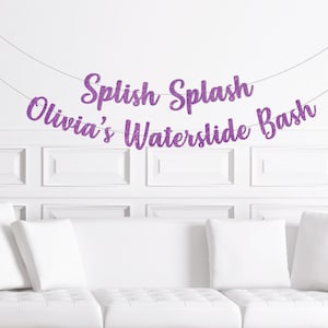 Waterslide Party Decorations, Splish Splash Waterslide Bash Decor, Custom Personalized Water Slide Party Supplies