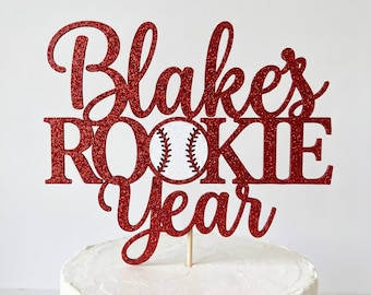 Custom Personalized Baseball Rookie Year Cake Topper, Sports Theme First Birthday Decor