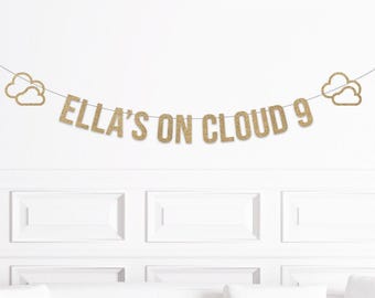 Custom on Cloud 9 Birthday Banner, On Cloud Nine Bridal Shower Decor, Cloud Themed Baby Shower Decorations, Cloud Party Supplies, Sign