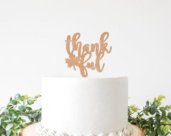 Thankful Thanksgiving Cake Topper Thanks Giving Sign Table Centerpiece Give Thanksl Dinner Decor Party Food Pick Friendsgiving Decorations