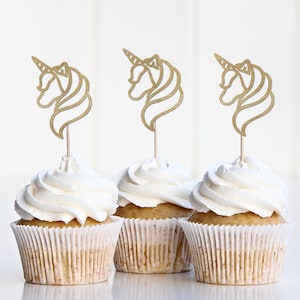 Unicorn Birthday Decorations, Unicorn Cupcake Toppers, Unicorn 1st Birthday Decor, Unicorn 2nd 3rd 4th 5th 6th Party Supplies Girl