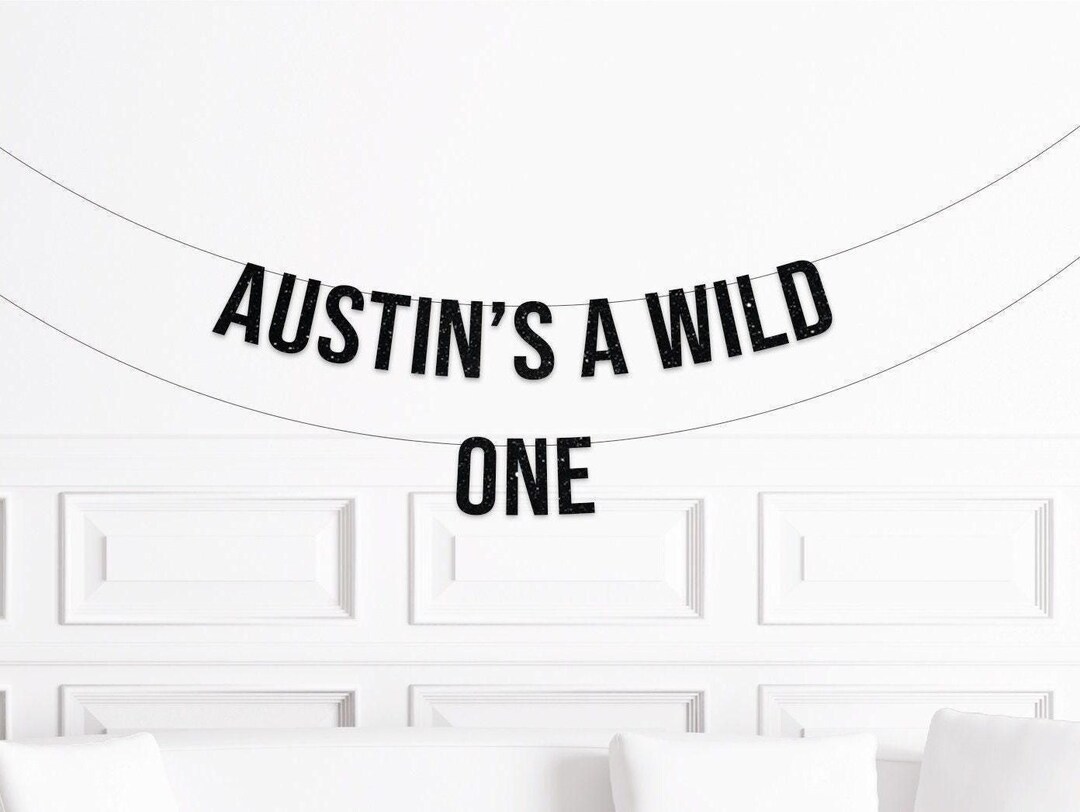 Custom Wild One Cursive Banner / Gold Script Glitter First Birthday ...
