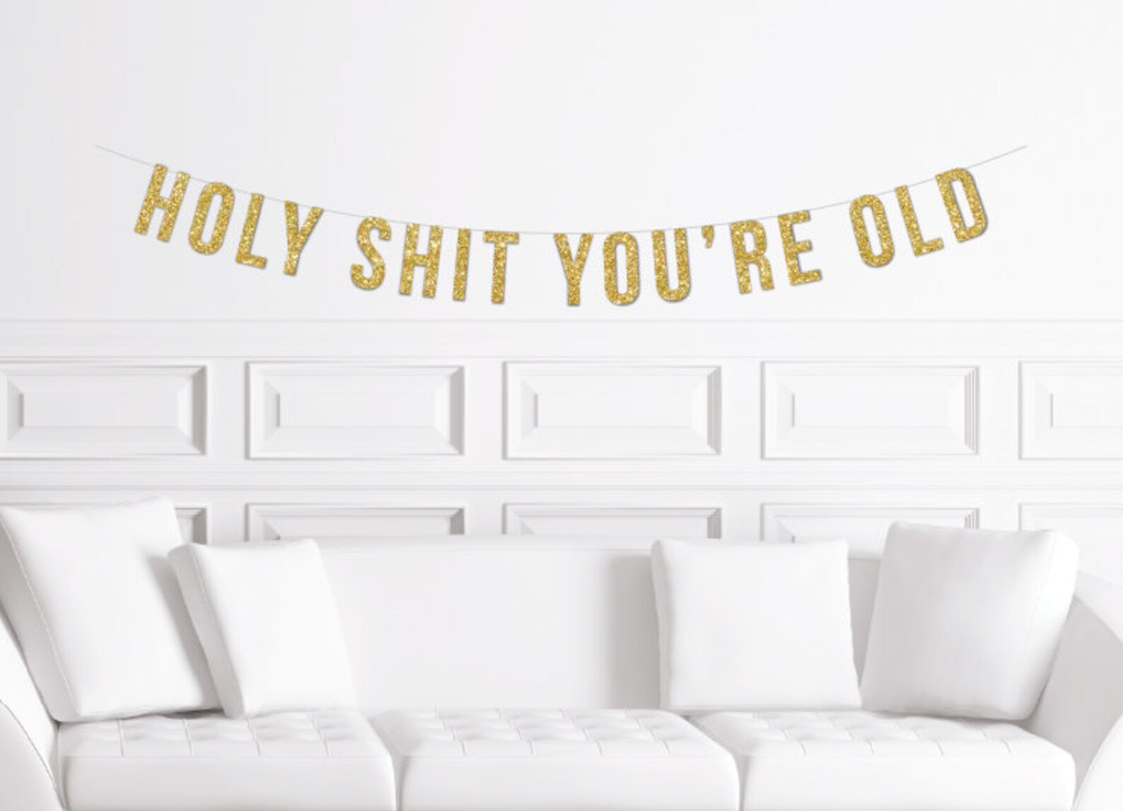 Holy Shit You're Old Banner / Gold Glitter Birthday Party - Etsy
